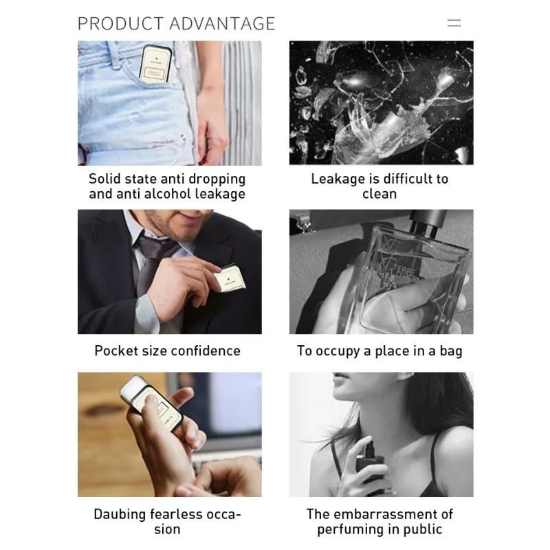 

10ml Solid Perfume Easy To Carry Body Fragrance Longer Scent Retention No Alcohol And Pigments Body Perfume Balm Iron Box