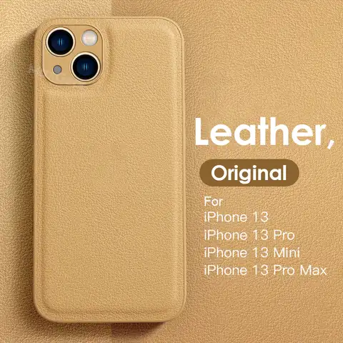 Роскошный однотонный кожаный чехол для iPhone 13 12 Mini 11 Pro Max X XR XS 7 8 Plus SE2 оригинальный силиконовый противоударный мягкий деловой чехол