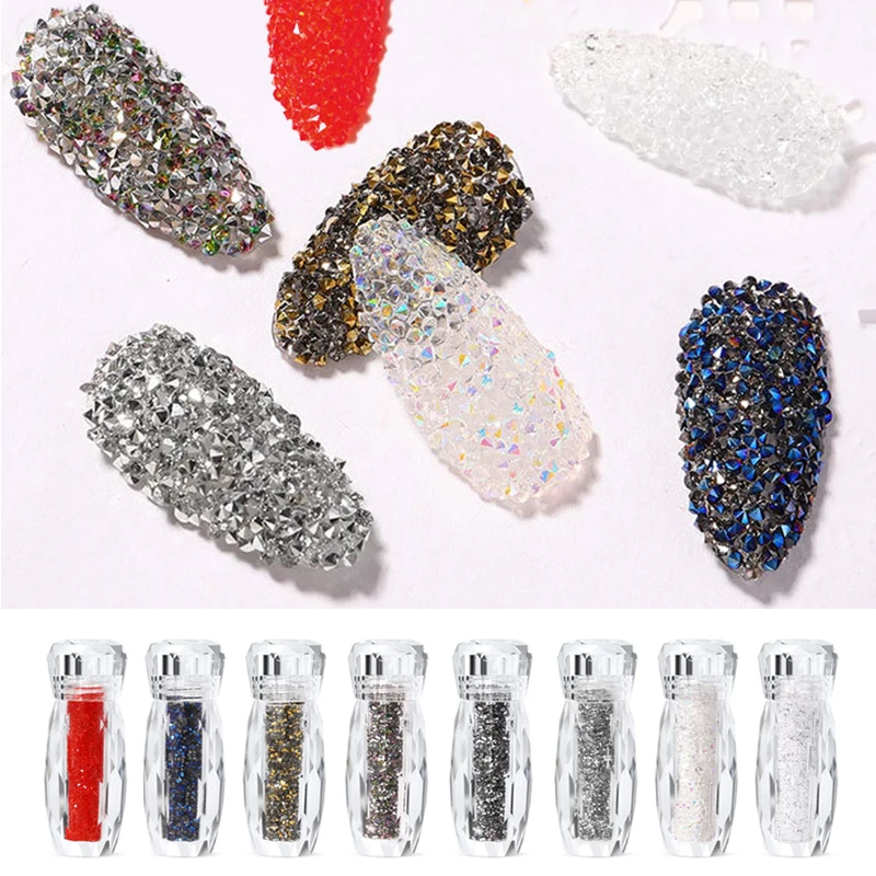 Glitter Nail Art Stickers 3D Nail Rhinestone Crystal Glass DIY Gems Glitter Nail Rhinestones Hot Sliders For Nails Nail Stickers