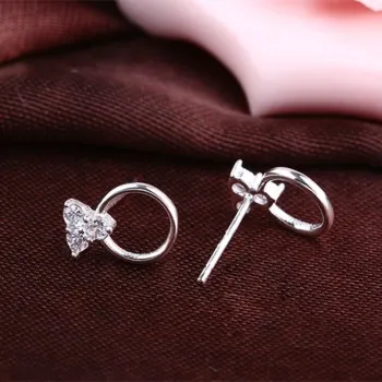 

Circle Earrings Korean Fashion S925 Pure Silver Zircon Earrings Silver Jewelry Hbe586