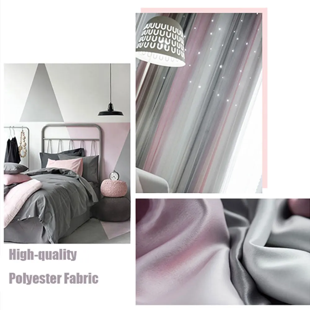 Window Curtains Double-Layer Yarn Tulle cortina Overlay Hollow-Out Stars Drapes Fairy Living Room Bedroom D20 | Дом и сад