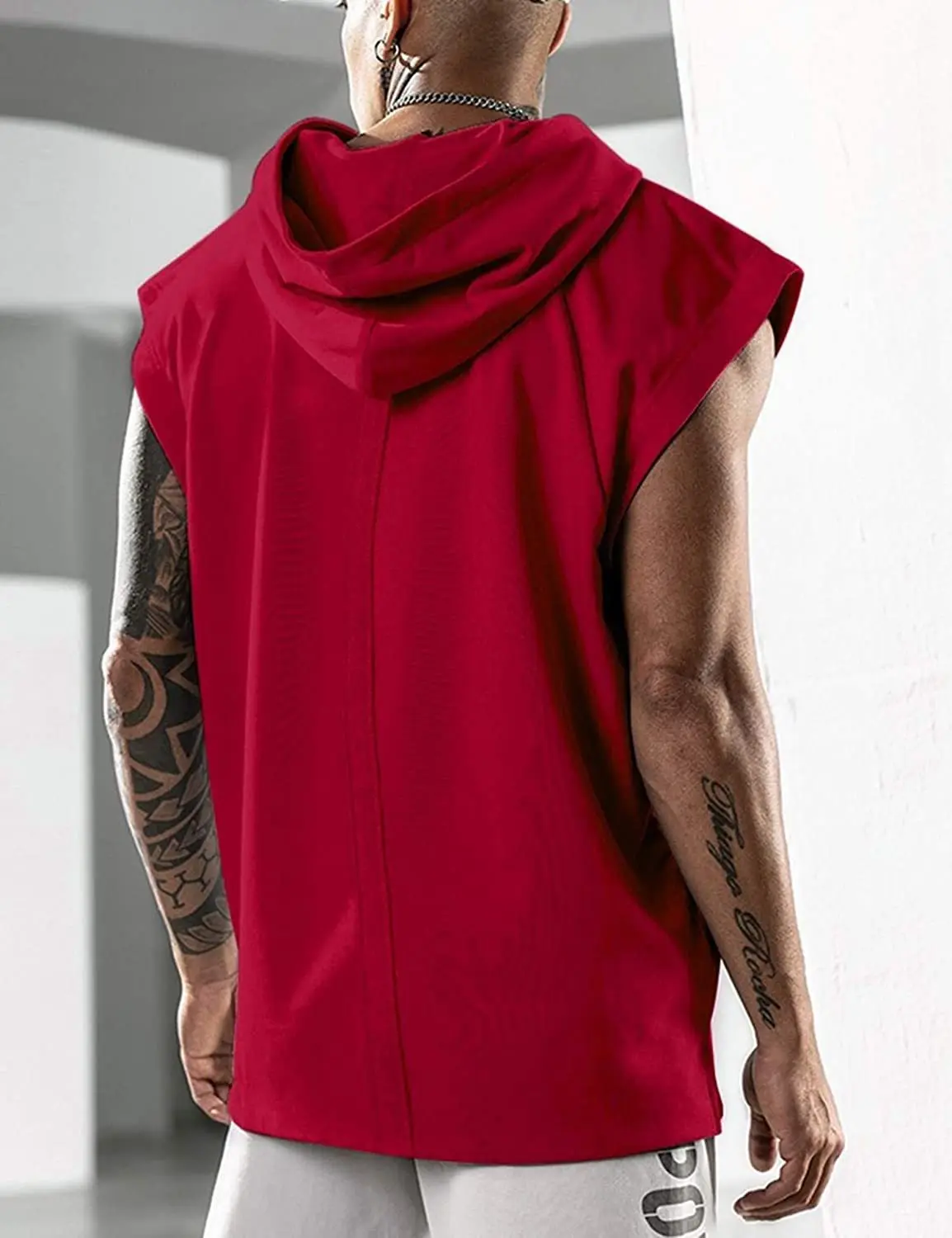 

2021Solid Color Mens Bodybuilding Hooded Tank Top Cotton Sleeveless Vest Sweatshirt Fitness Workout Sportswear Tops Male