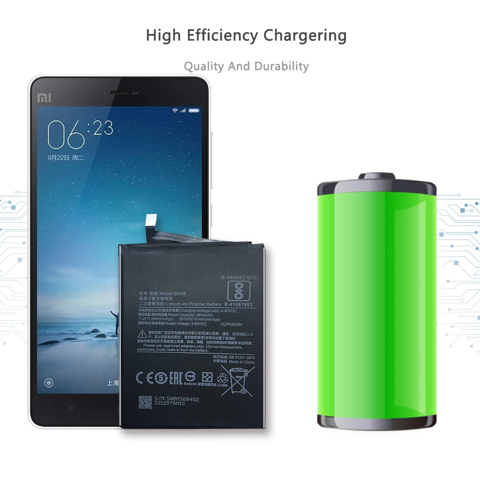 

BN36 Replacement Battery for Xiaomi Mi 6X Mi6X Mi A2 MiA2 2910mAh s with Track Code