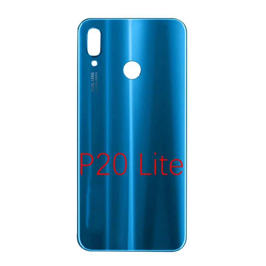 Blue No Lens Для huawei P20 Lite задняя крышка для батареи+ объектив камеры для huawei P20 Lite Крышка для батареи Nova 3e Задняя Дверь Корпус чехол панель - Цвет: Blue No Lens