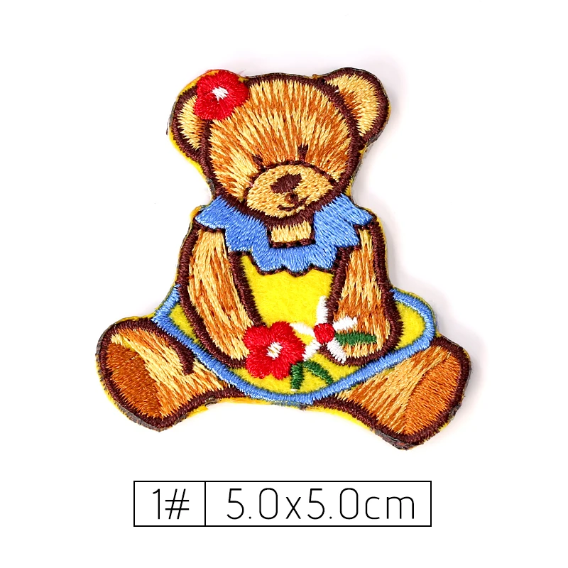 Милые Мультяшные нашивки с медведем железные наклейки на одежду детские вышитые