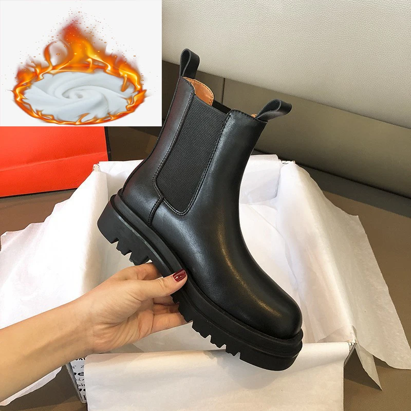 

Женские полуботинки Челси, модель 2021 года, новая женская обувь, полуботинки для женщин, Зимняя Платформа