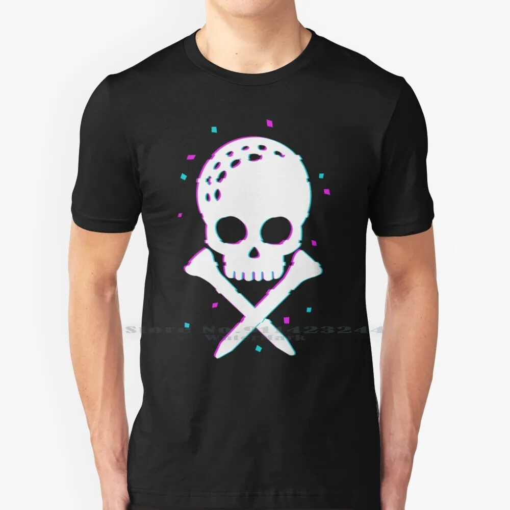 Skull Glicth T Shirt Cotton 6xl Sport Masters Us Open Golf Fan Daddy Golfer Buggy Driver Driving Range Retro Skull Glitch