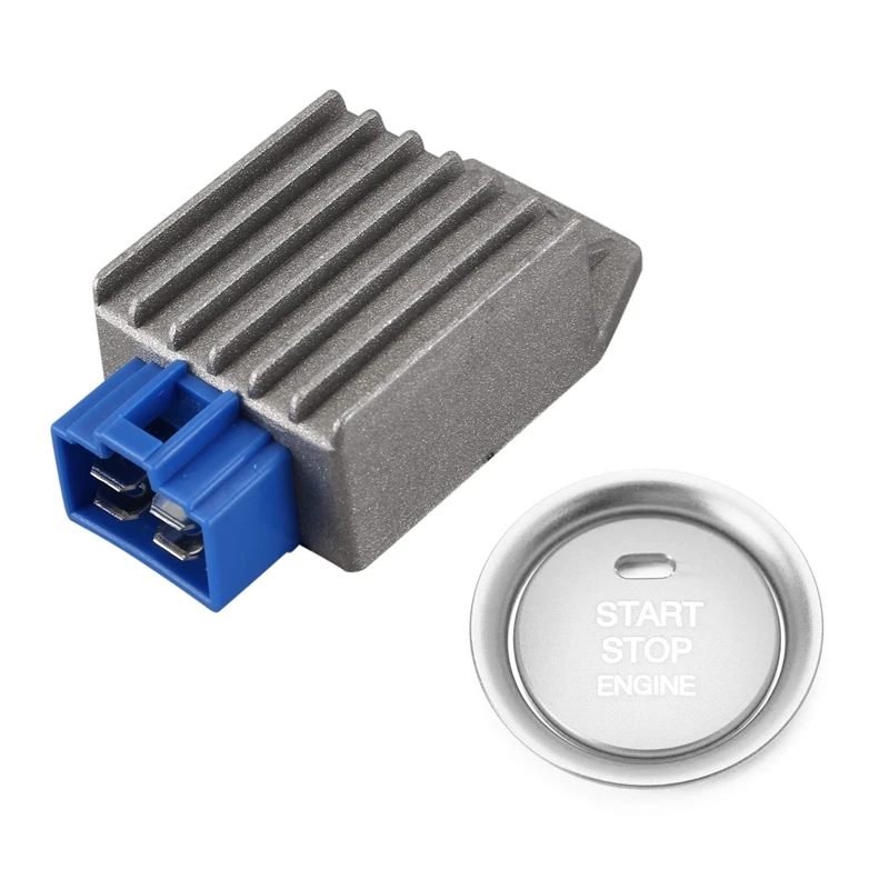 

Voltage Regulator for Yamaha with 2Pc Set Silver Aluminum Keyless Engine Push Start Button & Ring for Mazda