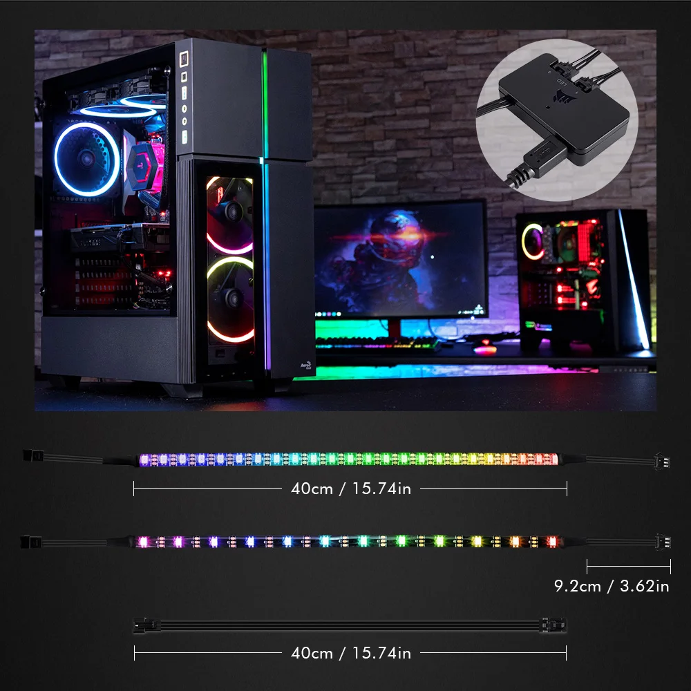 Адресуемая WS2812b цифровая светодиодная лента Радуга RGB PC для ПК чехол компьютера