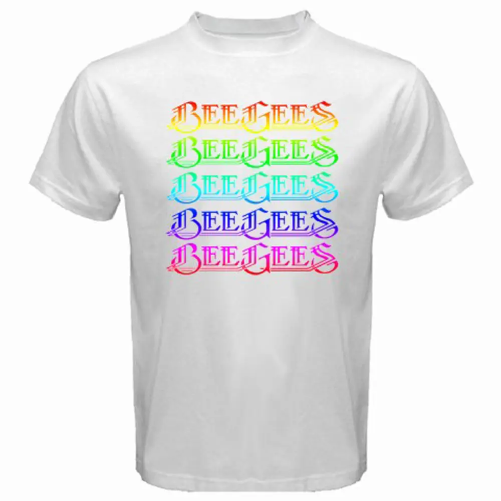 

New The Bee Gees Logo Pop Disco Rock Band Men's White T-Shirt Size S To 3XL Short Sleeve Hip Hop Tee T Shirt Top Tee