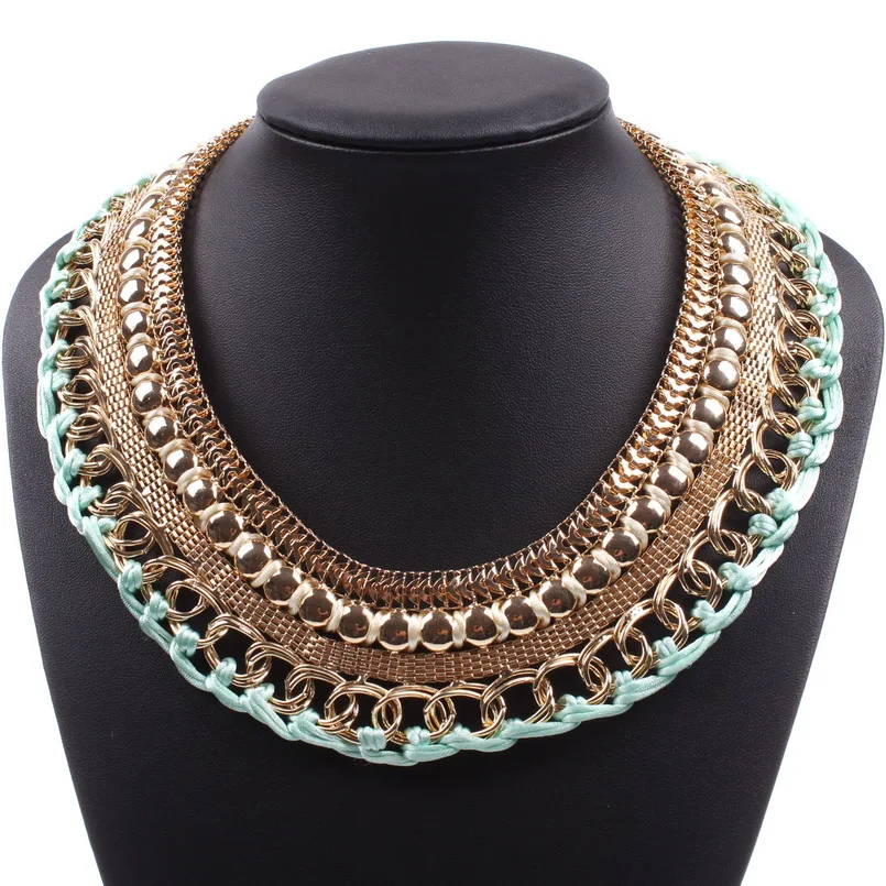 Цепочка Женская плетеная модный брендовый трендовый дизайн чокер золотая