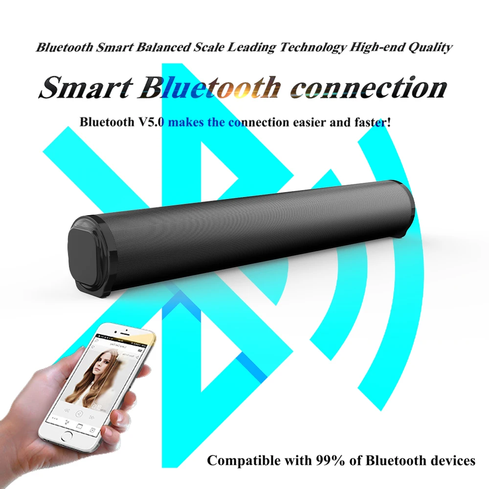 Беспроводная Bluetooth-звуковая панель, 10 Вт, стереоколонки для домашнего кинотеатра, аудио, ТВ, звуковая панель, колонка с объемным звуком, двойные сабвуферы BS10A