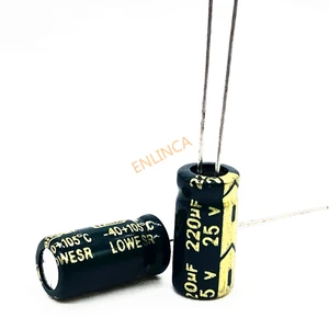 Высокочастотный алюминиевый электролитический конденсатор с низким сопротивлением, 30 шт.лот, 25 в, 220 мкФ, 6*12, 220 мкФ, 25 в, 20%