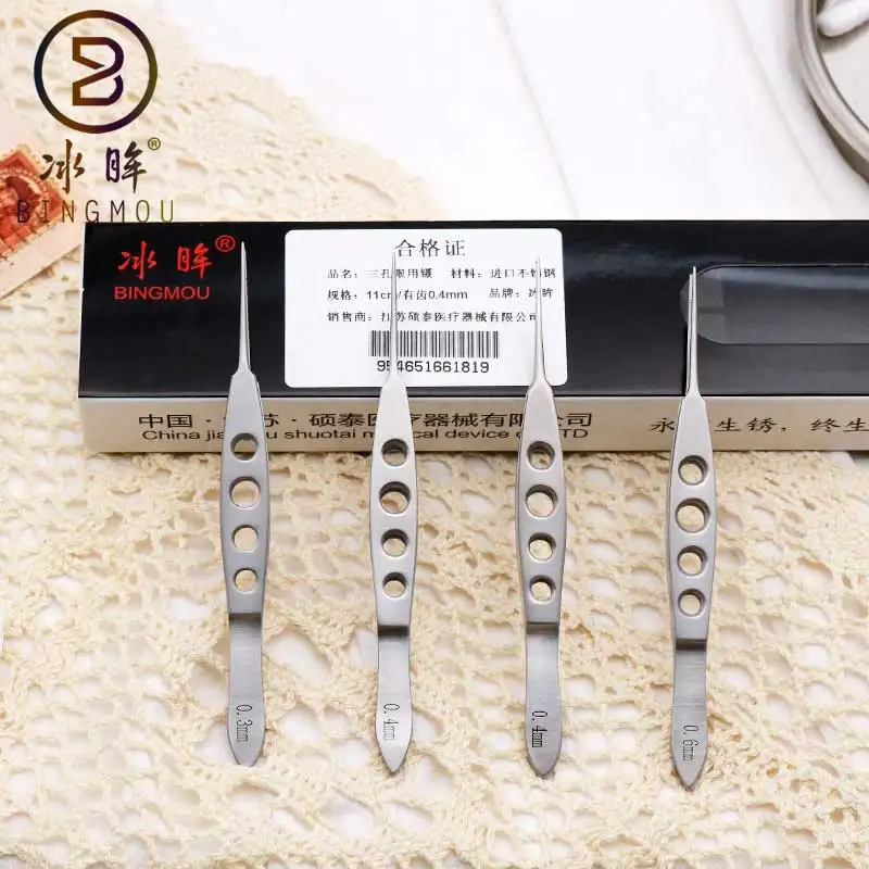 Ophthalmic forceps straight toothed surgical operating instrument surgical forceps 0.3/0.4/0.6mm stainless steel