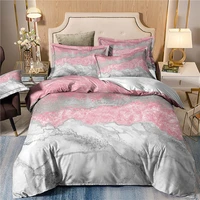 marble pattern quilt cover pink cute double bedding set single queen king twin size duvet cover set with pillowcase for girls
