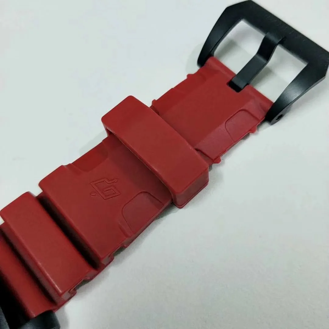 

Classic New Men Japanese Quartz Red Rubber Sapphire Stainless Steel Skeleton Glass Back Skull Luminous Watch Waterproof