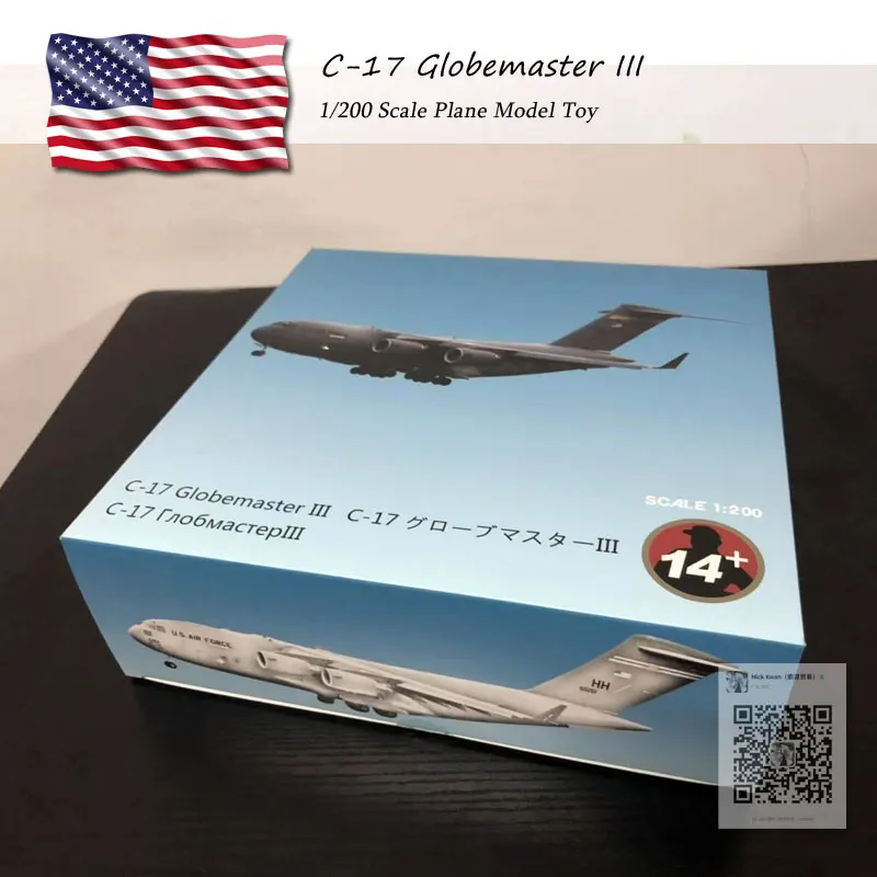 Модель самолета WLTK в масштабе 1/200 C 17 Globemaster III модель военного из литого металла