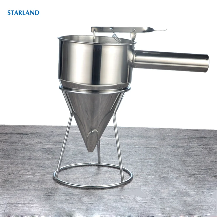 

Kitchen Batter Dispenser Mixture Hopper Distributor Stainless Steel Kitchenware Tool For Waffle Puff Egg Tart Takoyaki Making