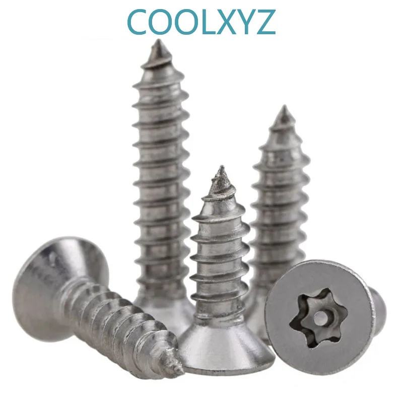 COOLXYZ Нержавеющая сталь с плоской головкой шести лепестков самонарезающих винтов