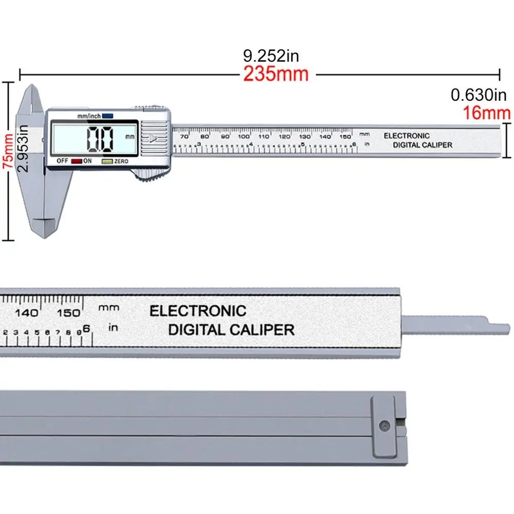

LCD Vernier Caliper 150mm Digital Electronic Carbon Fiber Vernier Caliper Gauge Precision Micrometer Model