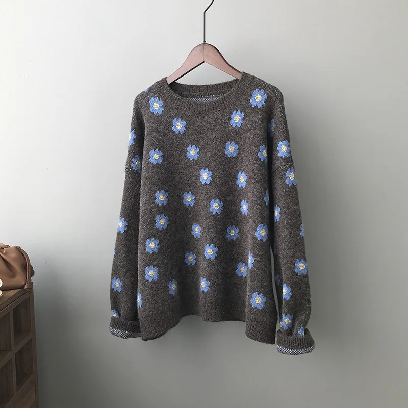 

2020 Autumn Winter New O Neck Japanese Retro Oversized Lazy Wind Cute Pullover Sweater Women's Fashion Knitted Chic Top Female