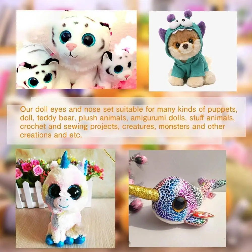 Цветные овальные эллипсовые кукольные безопасные глаза и носы Nonvor пластиковые с