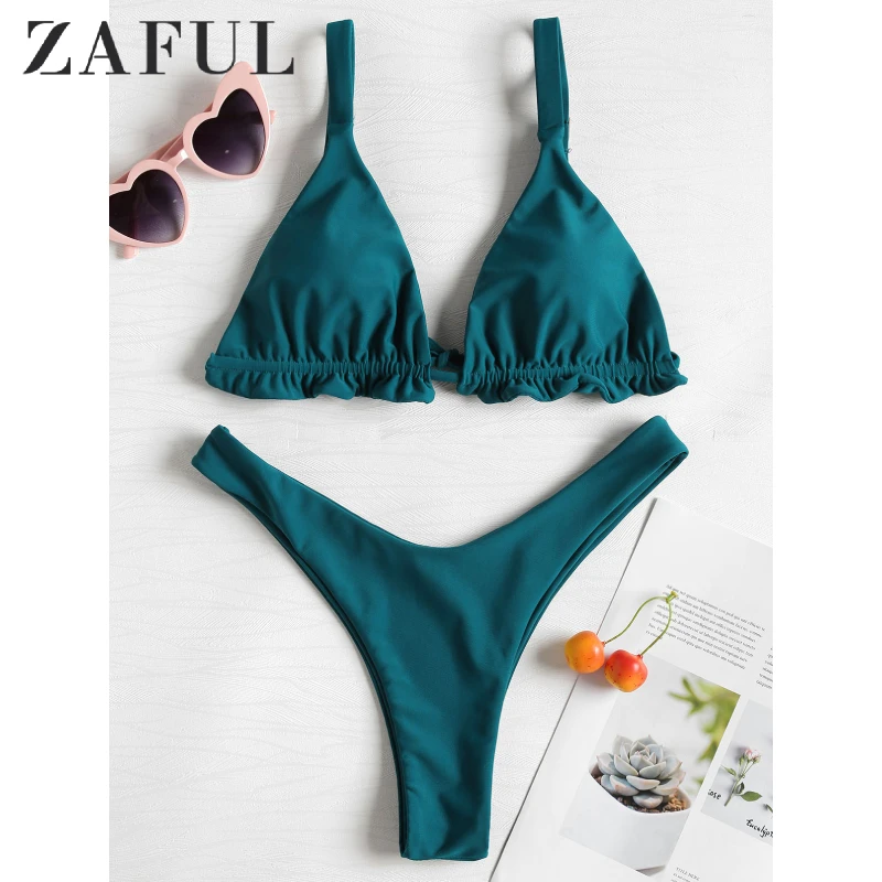 Стринги с оборками и высокой талией|Купальники| |