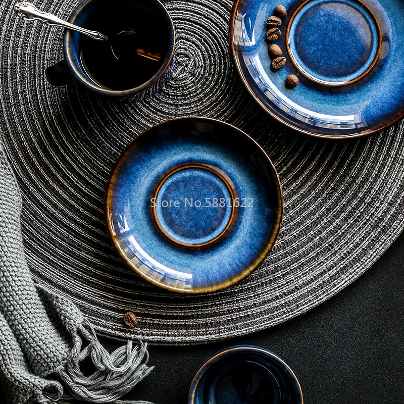 Керамическая кофейная чашка Deep Blue блюдце для завтрака послеобеденный чай