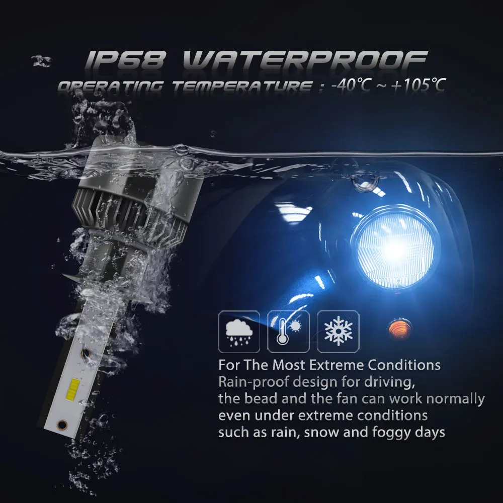 Светодиодный фонарь IP68 Водонепроницаемый налобный все в одном 6000K белые фары