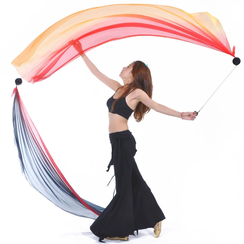 

Real Silk Veil POI Streamer Thrown Balls Belly Dancer Stage Performance Props Bellydance Costume Accessory Free Shipping HOT