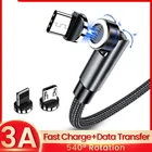 Магнитный кабель с поворотом на 540 градусов, 3 А, кабель для быстрой зарядки Micro USB Type-C для Samsung, Xiaomi, huawei, магнитное зарядное устройство, провод для передачи данных телефона, шнур