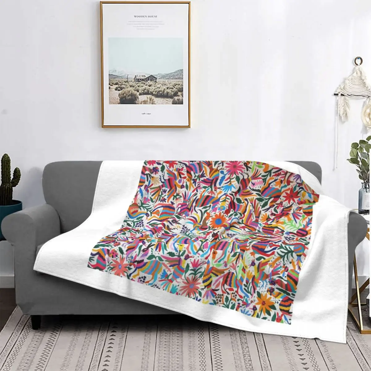 

Otomi-Manta de tela a cuadros para cama, App de Arte de Мексики, manta double