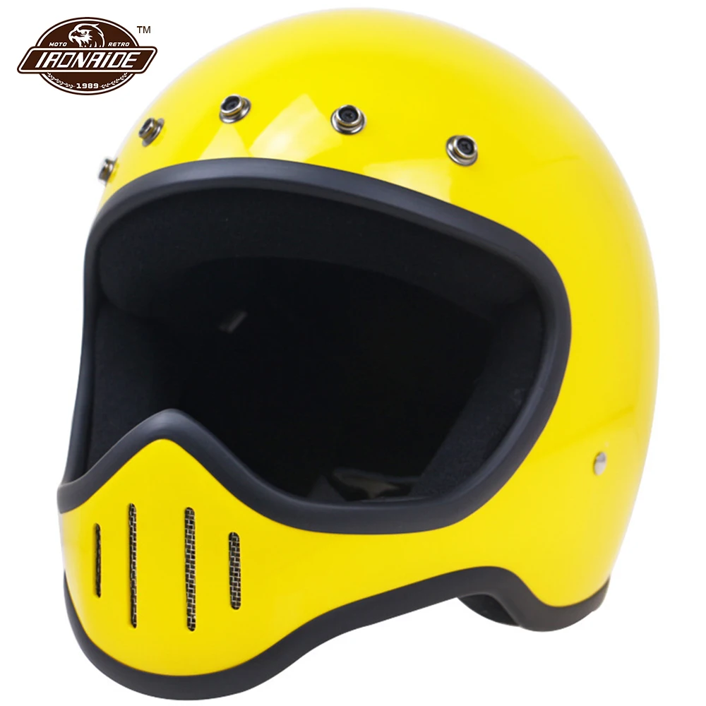 

New Motorcycle Helmet Fiberglass Capacete De Moto Vintage Retro Motocross Capacete Full Face Chopper Biker Motorbiker Helmet