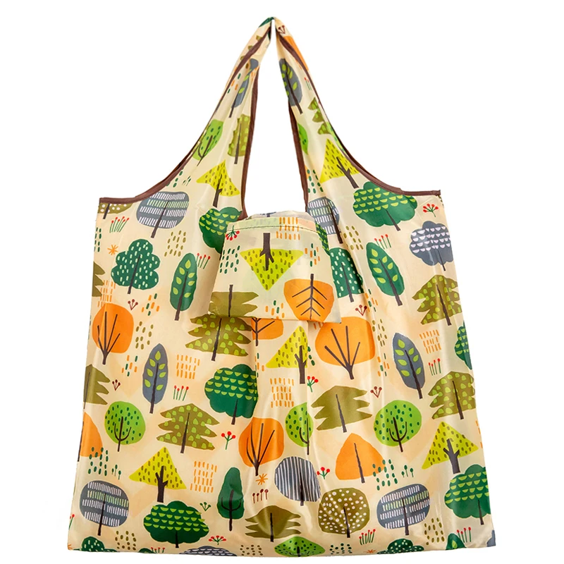 

Big Size Tote ECO Reusable Polyester Portable Shoulder Women's Handbags Folding Pouch Shopping Bag Foldable