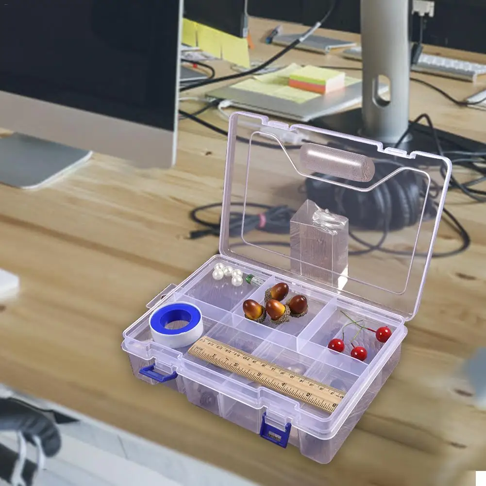 

2PCS 8 Grids Detachable Double Layers Clear Plastic Boxes Jewelry Container Multi Purpose Transparent PP Storage Box Organizer