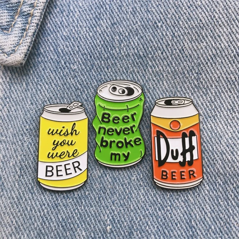 Креативная забавная эмалированная брошь в форме банок пива Значки из сплава