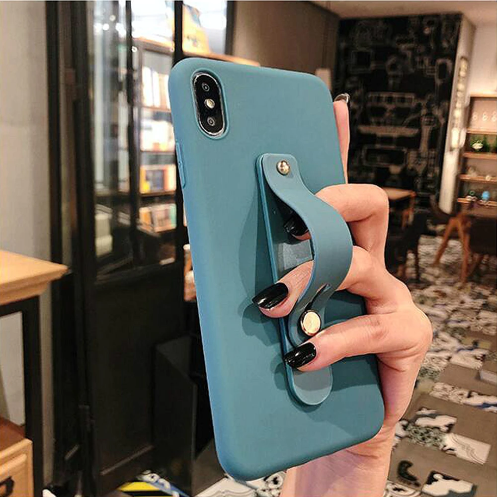 

Silicone Phone Hand Band Holder Universal Finger Ring Push Pull Grip Stand Candy Color Bracket Wristband Strap Push Pull Stand