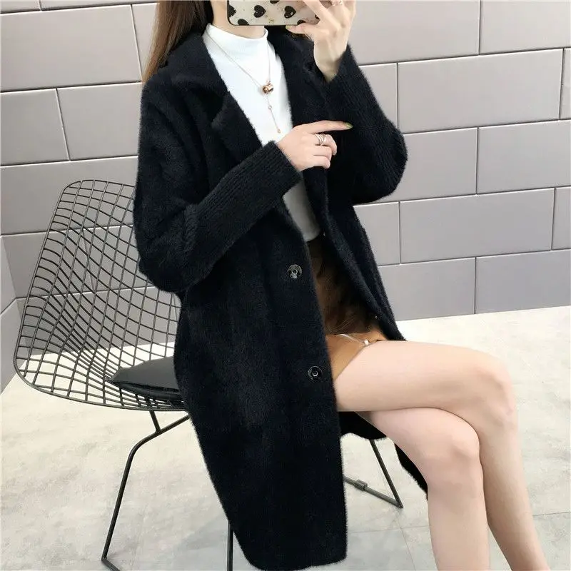 Женский кашемировый кардиган из искусственной норки элегантный Однотонный