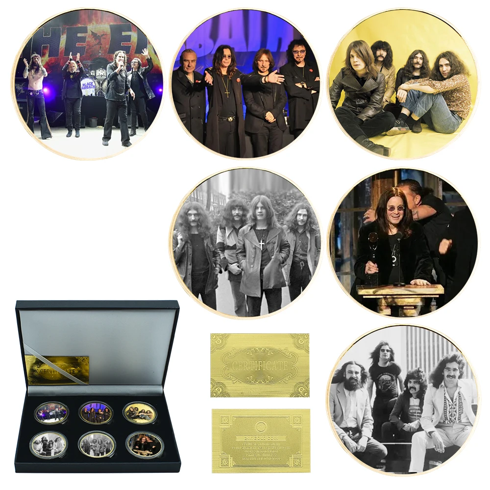 

Luxury Gifts Art Crafts Rock Band Silver Plated Metal Coin Commemorative Gold Plated Collective Coin Gift Box Friends Memorial
