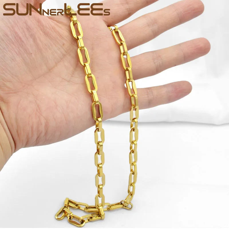Ожерелье SUNNERLEES из нержавеющей стали 316L Геометрическая цепочка 7 5 мм золотистый
