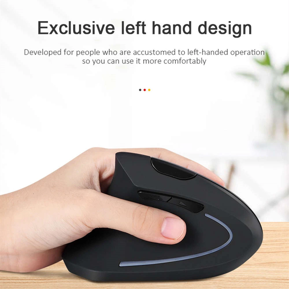 Беспроводная Вертикальная мышь перезаряжаемая левосторонняя портативная