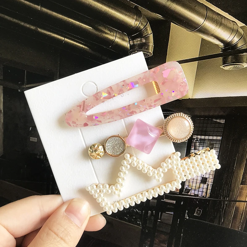 Женская заколка для волос в Корейском стиле жемчужная с кристаллами аксессуар