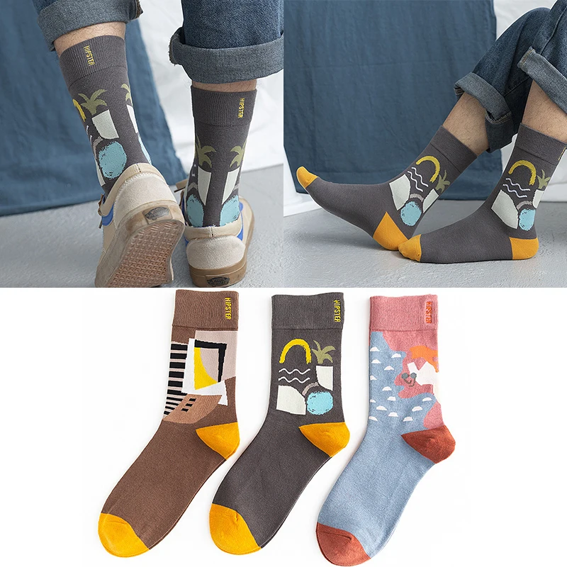 

2021 Unisex Socks Men's and Women's Autumn and Winter Fashion Embroidery Trend Men's Socks Pure Cotton Couple Mid-tube Socks