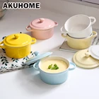 Керамическая пиала для риса посуда для сладостей, супницы с двойной ручкой, простой креативный резак для салата Akuhome