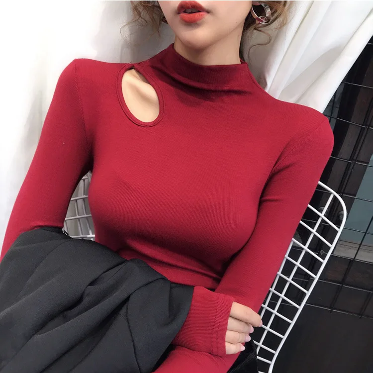 

2021 new fashion T-shirt Womens slim slim highnecked bottoming