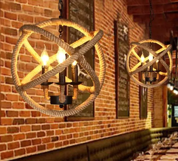 

American Country Scandinavian Style Industrial Wind Modern Creative Personality Cafe Decorative Lights 3 Hemp Chandelier