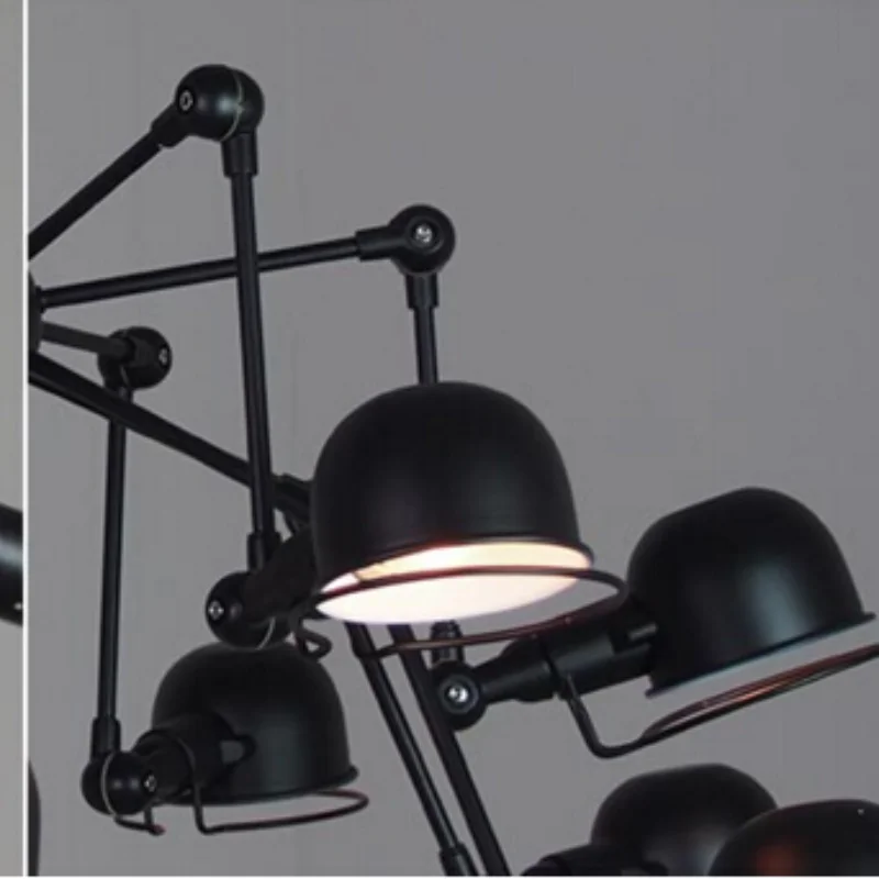 

Vintage loft American Style 12 lights mechanical arm spider chandeliers industrial black ceilng Lamp fixtures Lighting Luminaire