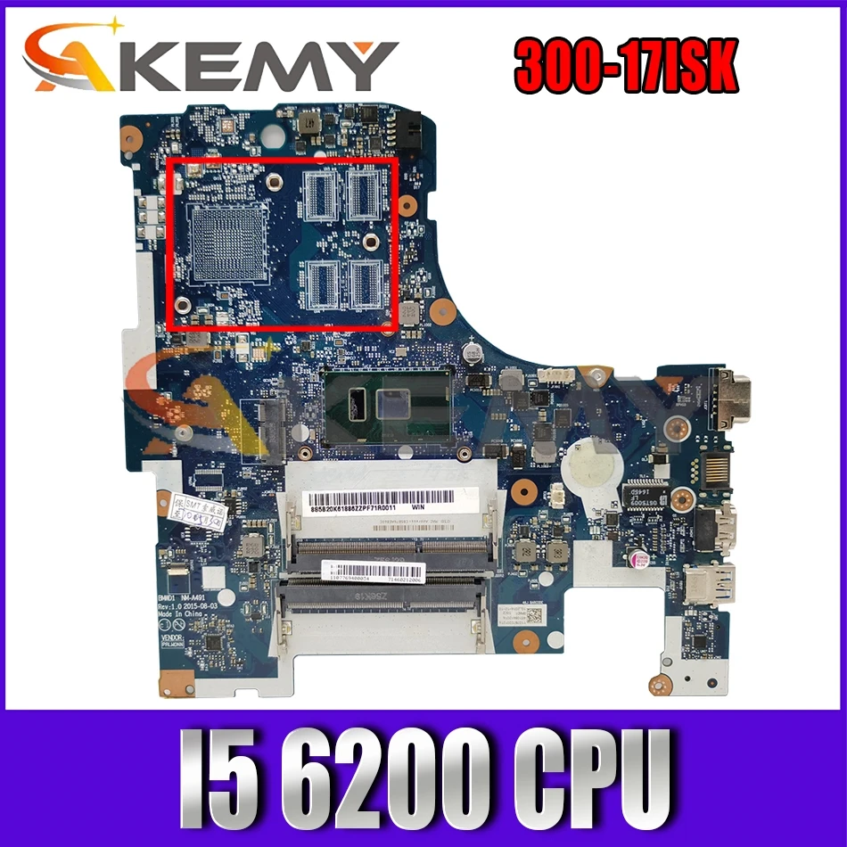 Placa-mãe para Lenovo Akemy Nm-a482 Ideapad 300-15isk Notebook Placa-mãe 5b20k38179 Cpu i5 6200u Trabalho Bmwq1 – Bmwq2 Uma