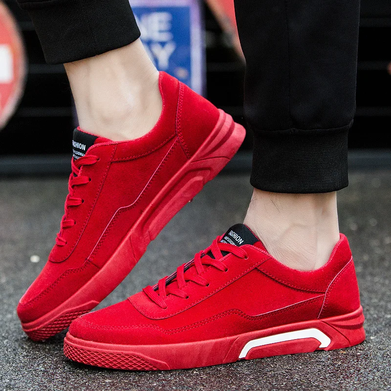 Мужские замшевые туфли на шнуровке красно-серые или черные повседневные