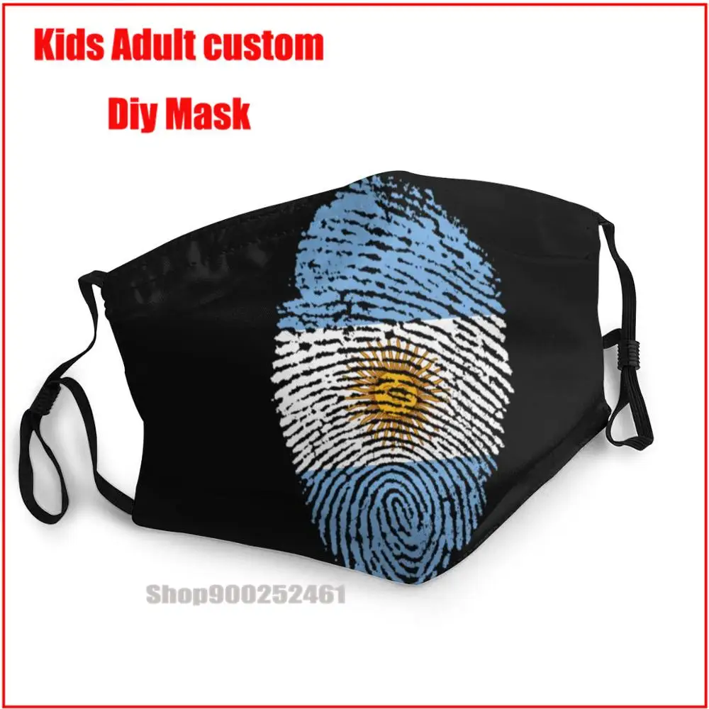 

Argentina Flag Fingerprint DIY mondmasker wasbaar washable reusable face mask kids mask pm2.5 funny pattem print grimace ghost